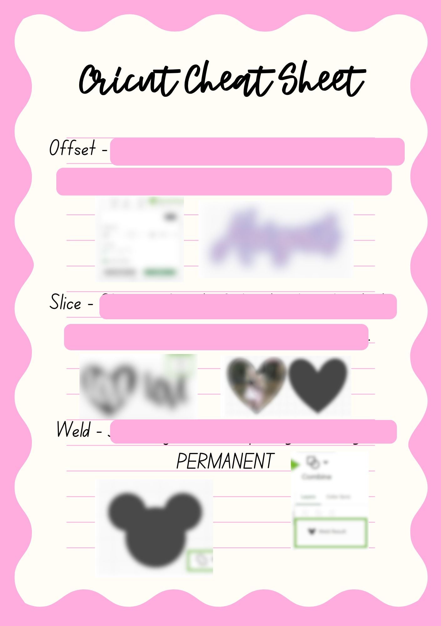 Cricut Cheat Sheet - physical item or PDF download
