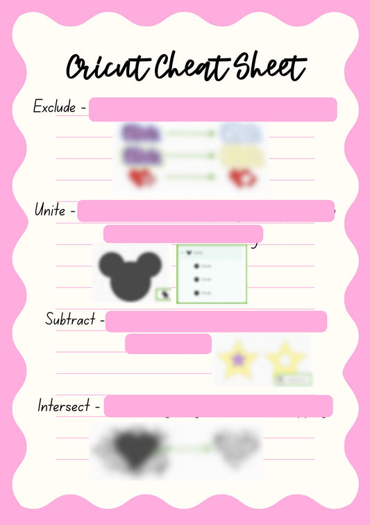 Cricut Cheat Sheet - physical item or PDF download