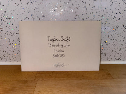 Handwritten-Style Wedding Guest Envelopes – Custom Crest & Design (10 pack)