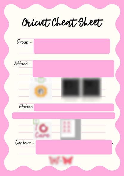 Cricut Cheat Sheet - physical item or PDF download