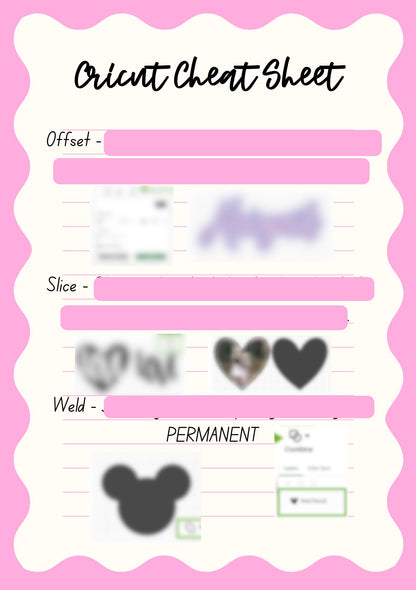 Cricut Cheat Sheet - physical item or PDF download