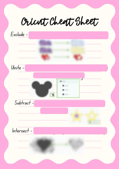 Cricut Cheat Sheet - physical item or PDF download