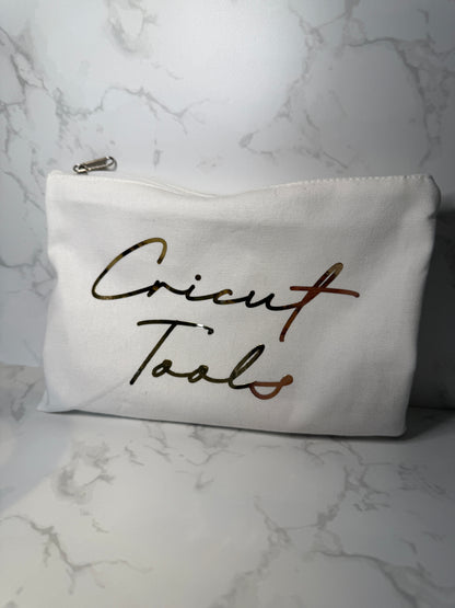 Cricut Tools & Accessories Bag – White with Gold Foil