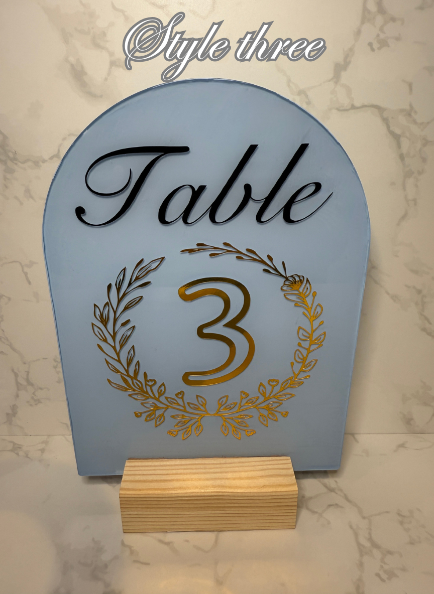 Custom Vinyl Decal for Wedding Table Numbers – Decal Only - contact me to source table number holder - can assemble product