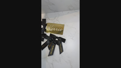 Personalized Black Ribbon with Gold Foil – Custom for Weddings, Parties & Special Events